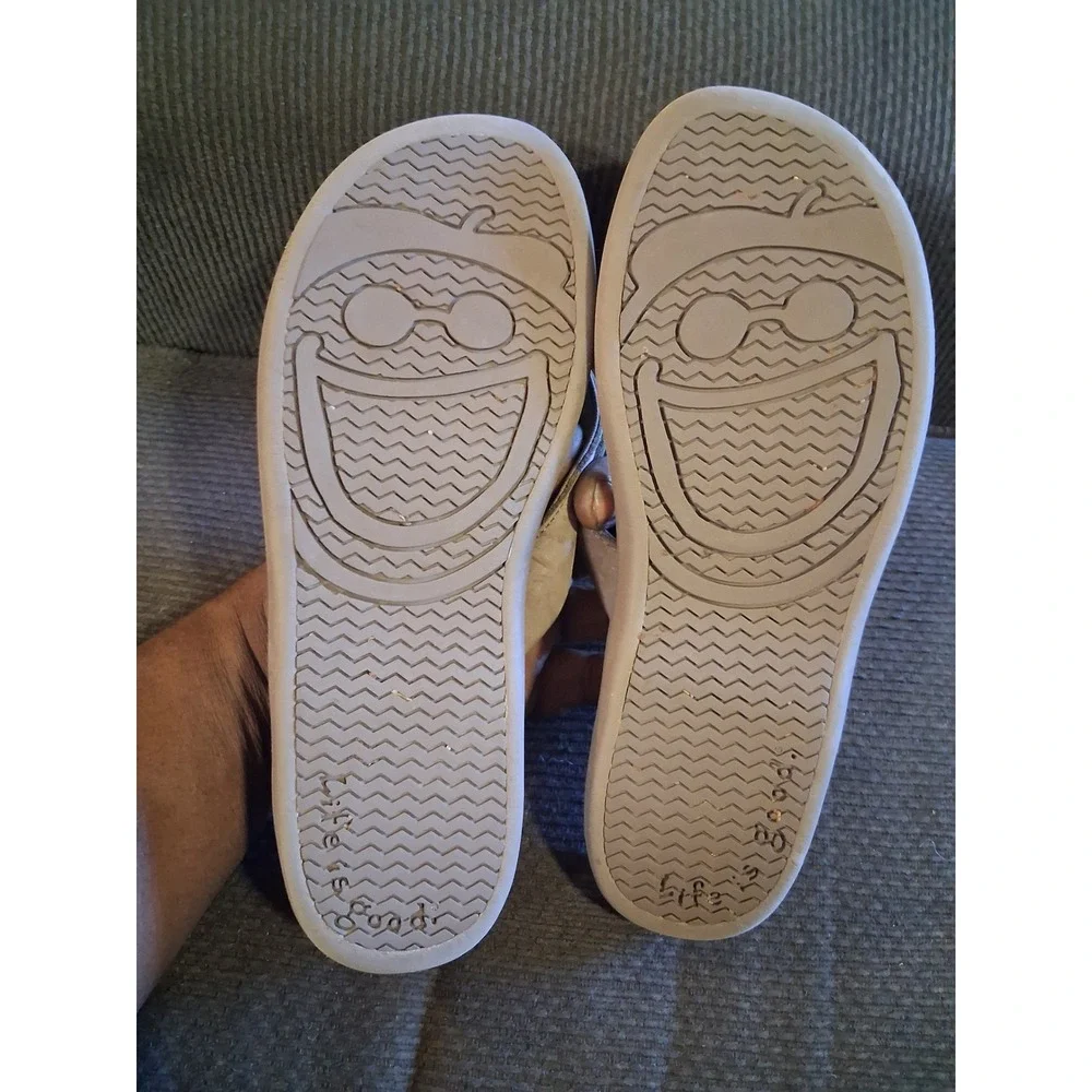 Life‎ is Good Mens Flip Out Leather Upper Thong Sandals Brown Jake Dog Size 8